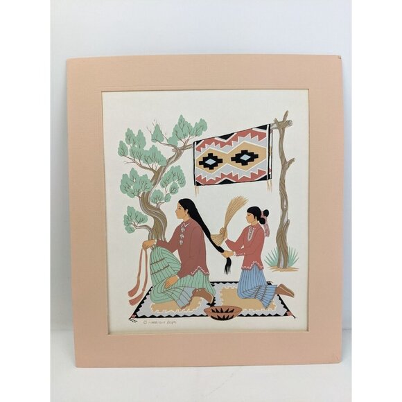 Harrison Begay Silk Screen Print Women Hair Matted Navajo Native American 13x15
